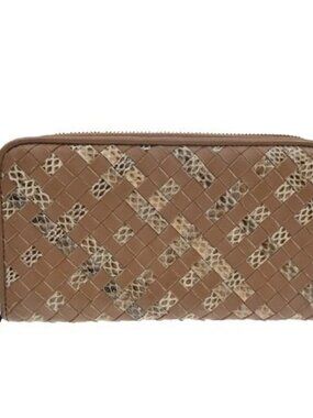 BOTTEGA VENETA Intrecciato Zip Around Long Wallet Embossing Leather BN 67KC539